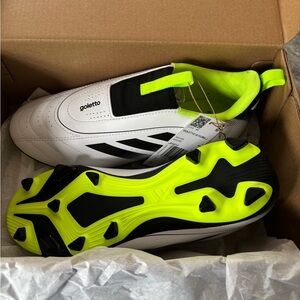 adidas Kids White and Neon Yellow Golettto Soccer Cleats